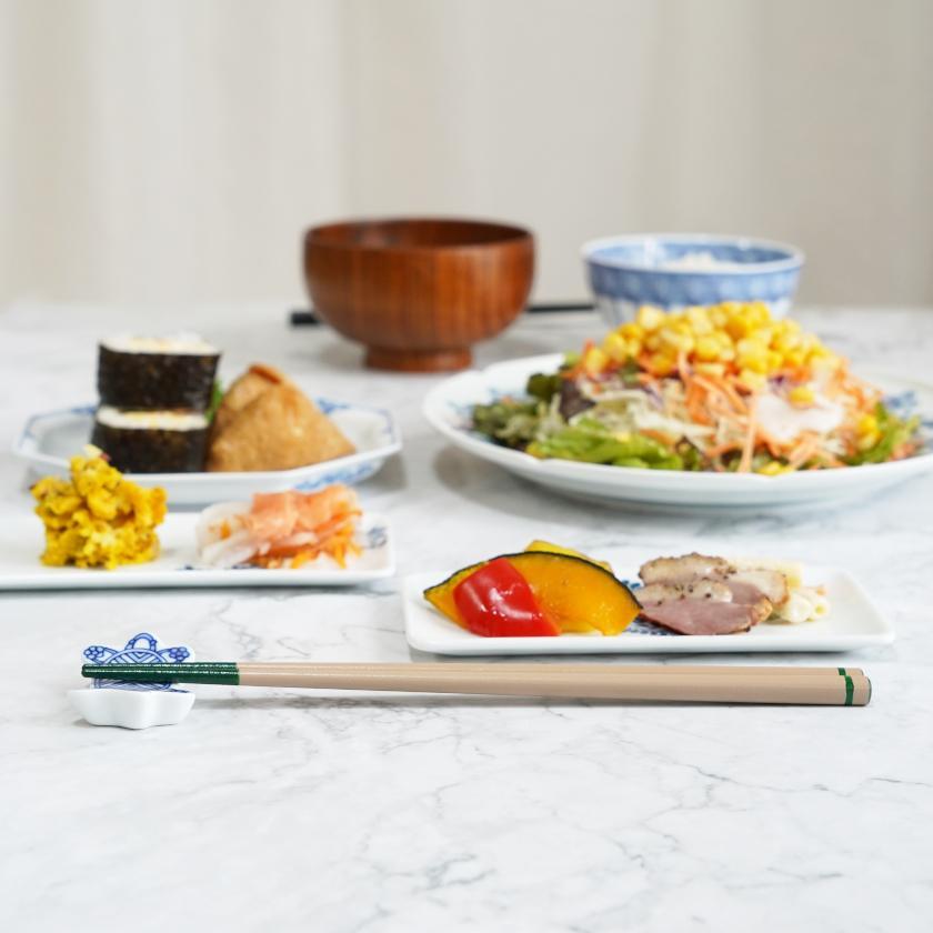 【漆 十八膳塗】十八膳 箸 こま 緑 (1膳)