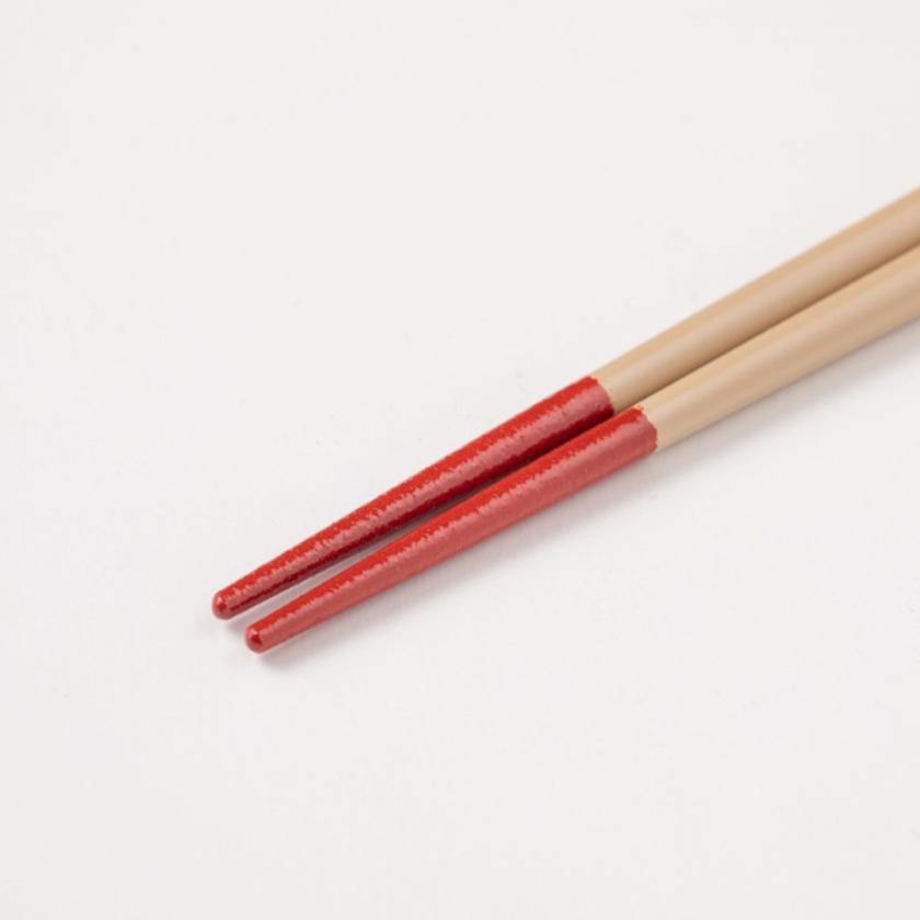 【漆 十八膳塗】十八膳 箸 こま 朱 (1膳)