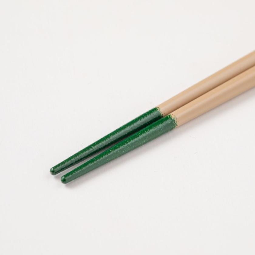 【漆 十八膳塗】十八膳 箸 こま 緑 (1膳)
