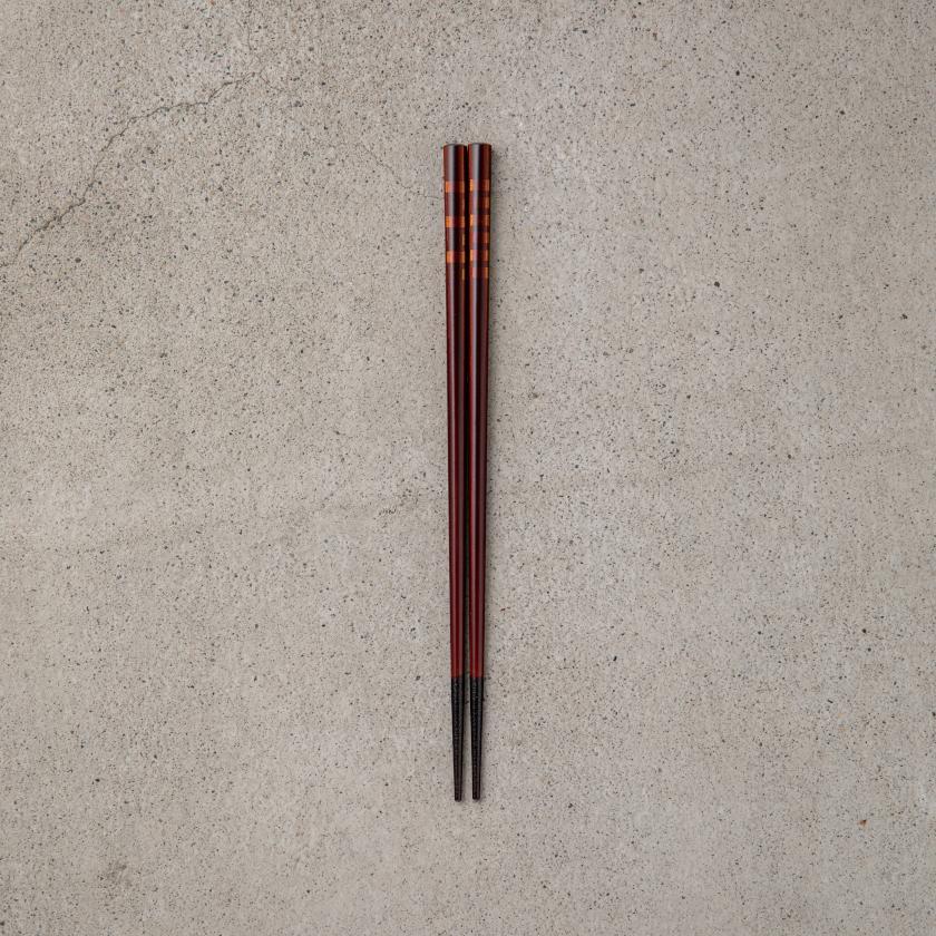 【漆 溜塗】十八膳 箸 だん 段々金 (1膳)