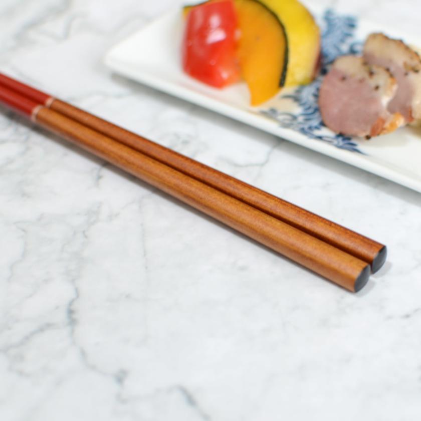 【漆 拭き漆 真塗】十八膳 箸 凛 あかがね・茶 (1膳)