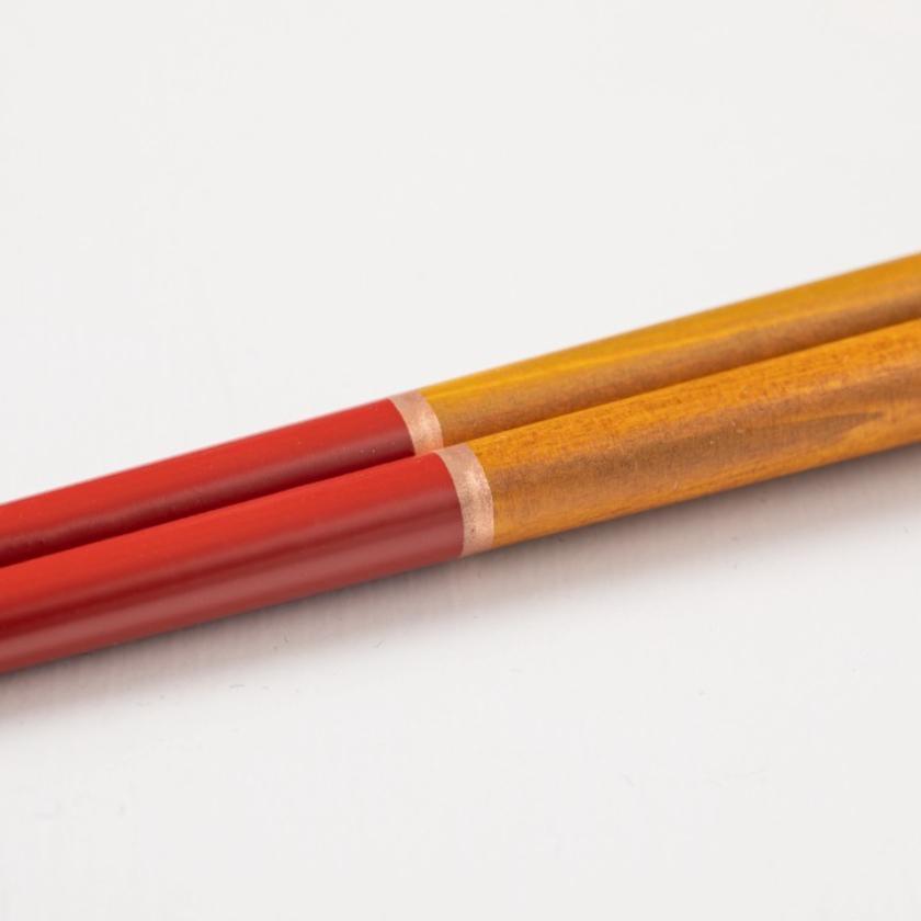 【漆 拭き漆 真塗】十八膳 箸 凛 あかがね・黄 (1膳)