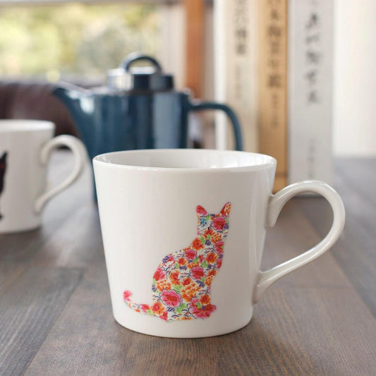 【マグカップ】温感 座り猫 白 | 美濃焼 | 丸モ高木陶器