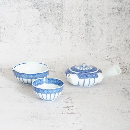 【茶器セット】平急須&さまし&丸平仙茶 平戸十草雷紋 | 三川内焼 | 平戸松山窯