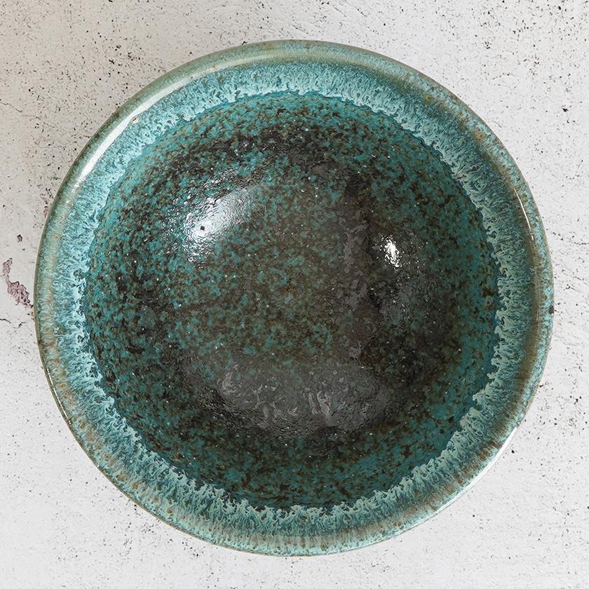 【大谷焼】梅里窯 昭和茶碗 (瑠璃唐津, 碧緑唐津)