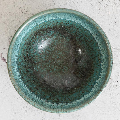 【大谷焼】梅里窯 昭和茶碗 (瑠璃唐津, 碧緑唐津)