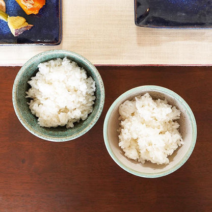 【大谷焼】梅里窯 令和茶碗 (白唐津, 碧緑唐津)