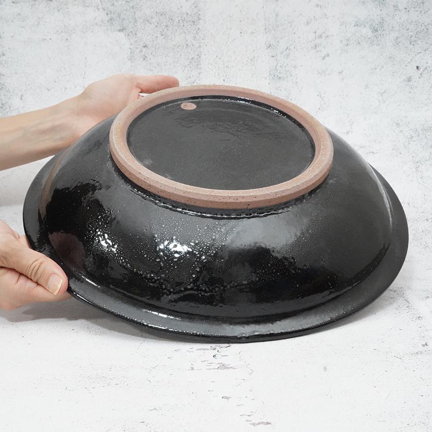 【大谷焼】森陶器 盛鉢 黒 (縁朱)