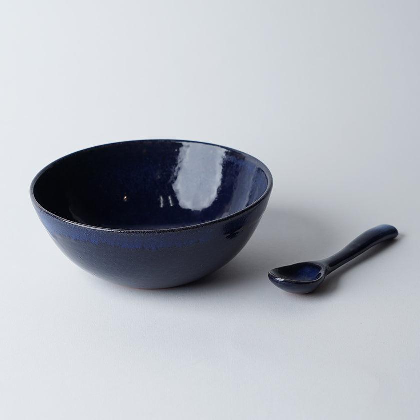【皿2点セット】藍‐indigo- (フリーボウル (S), スプーン) | 大谷焼 | 大西陶器