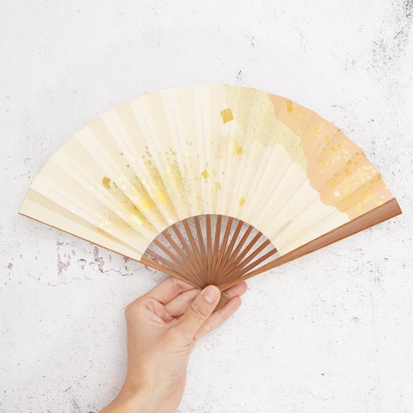 【扇子】女持 箔 橙 本煤竹 | 江戸扇子|雲錦堂 深津扇子店