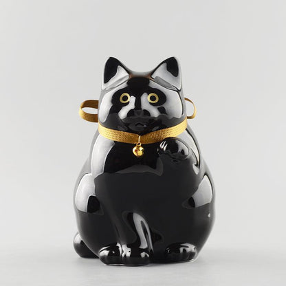【招き猫】へそくりの招き猫 弍号 黒丸 | 肥前吉田焼 | Kata Koto