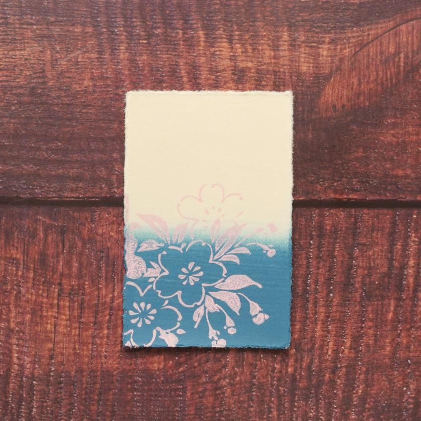 【はがき】桜 桜色 藍地 (1枚)|唐紙