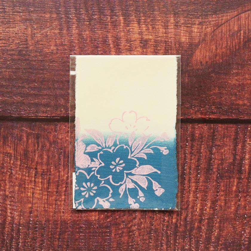 【はがき】桜 桜色 藍地 (1枚)|唐紙