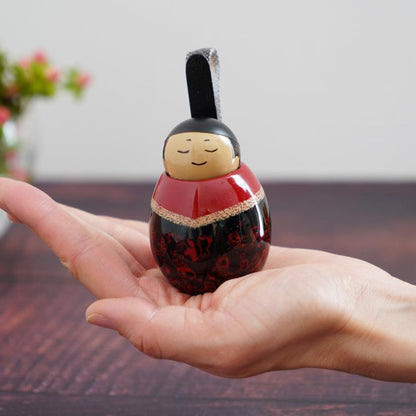 【ひな人形】ミニ親王飾り (殿:黒、姫:紅) | 津軽塗