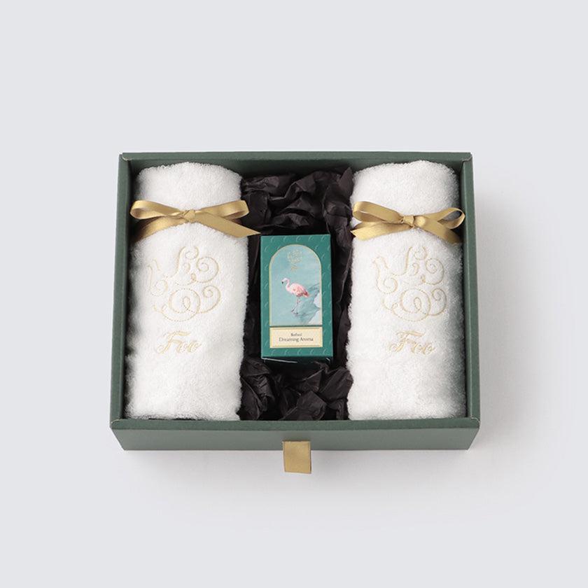 【タオル】ギフトセット (ハンドタオル 2枚 & バスオイル Dreaming Aroma 1本) オーガニックコットン | 今治タオル