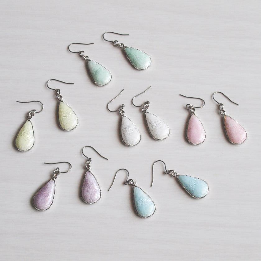 【ピアス】雫白 (Haku) 全6色 | 無線銀貼七宝