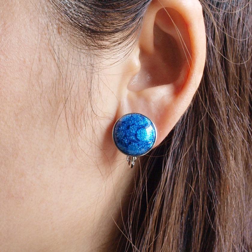 【イヤリング】丸15mm 透(Suke) 全6色 | 無線銀貼七宝