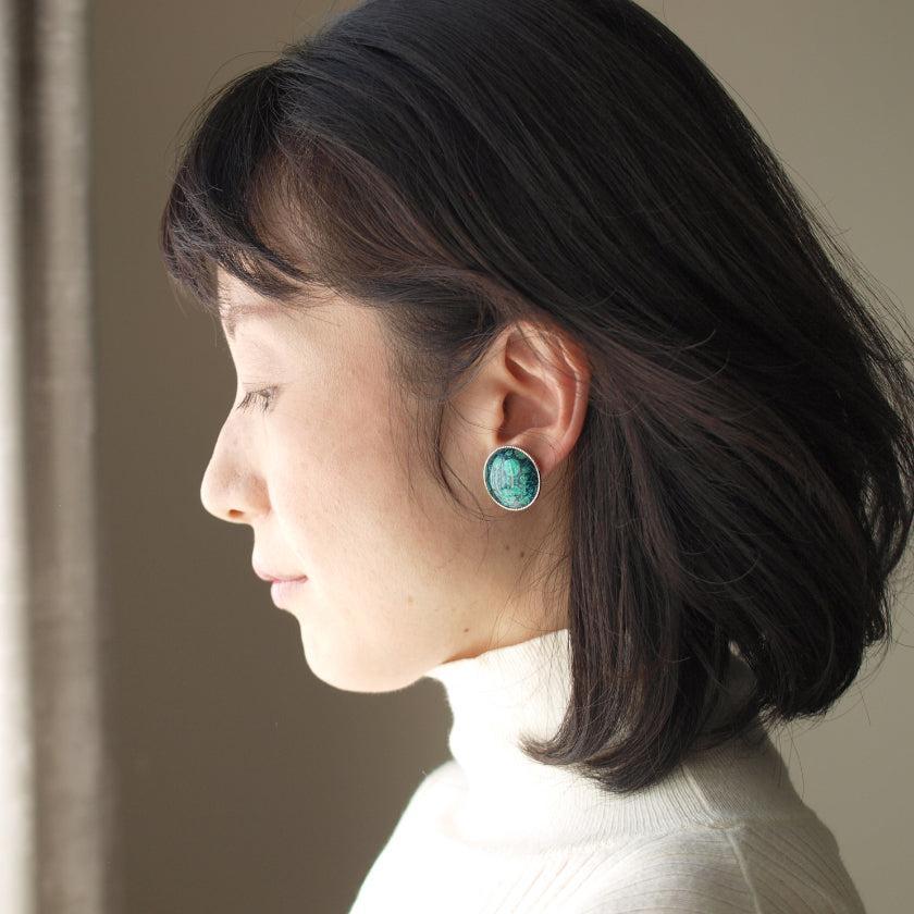【イヤリング】丸20mm 透(Suke) 全6色 | 無線銀貼七宝