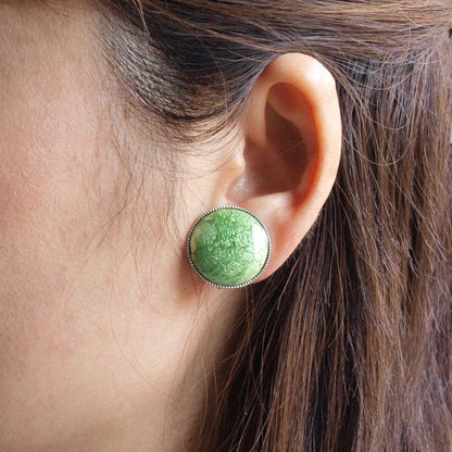 【イヤリング】丸20mm 透(Suke) 全6色 | 無線銀貼七宝
