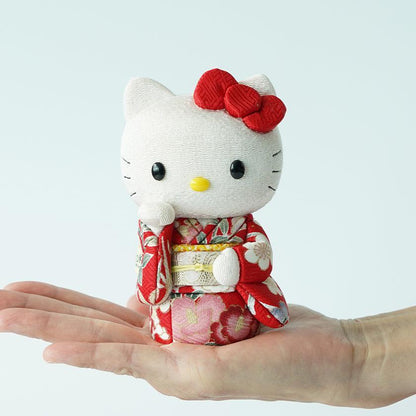 【招き猫】招きハローキティ (赤) | 江戸木目込み | 柿沼人形