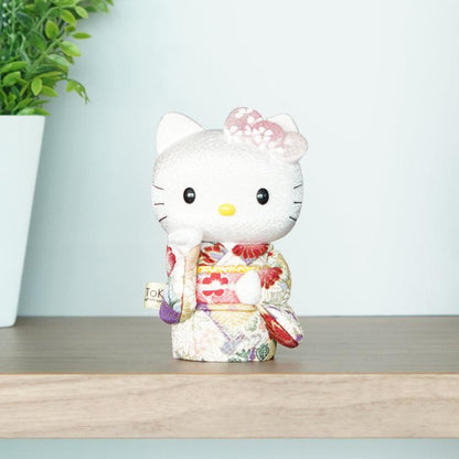 【招き猫】招きハローキティ (桃) | 江戸木目込み | 柿沼人形