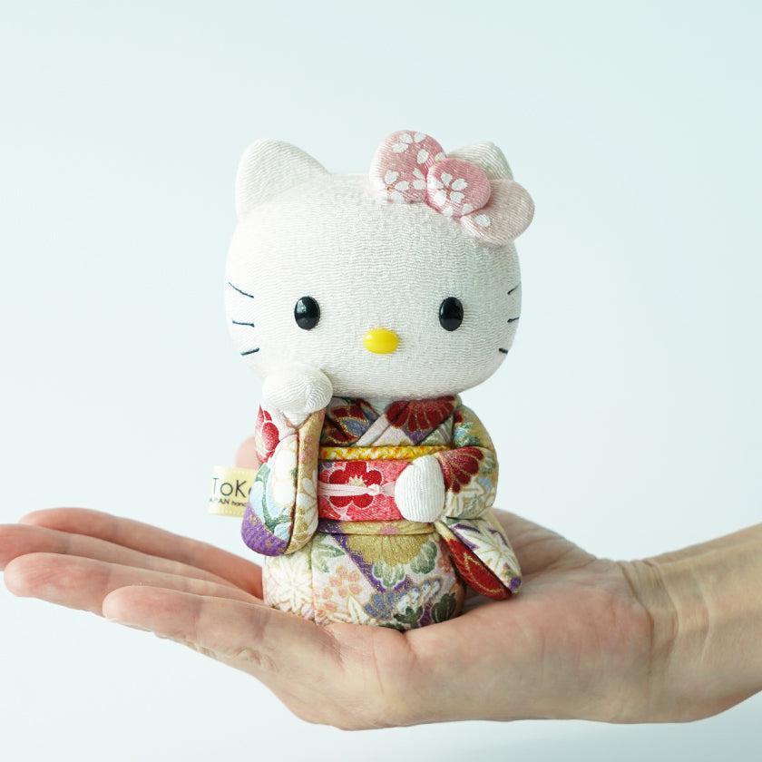 【招き猫】招きハローキティ (桃) | 江戸木目込み | 柿沼人形