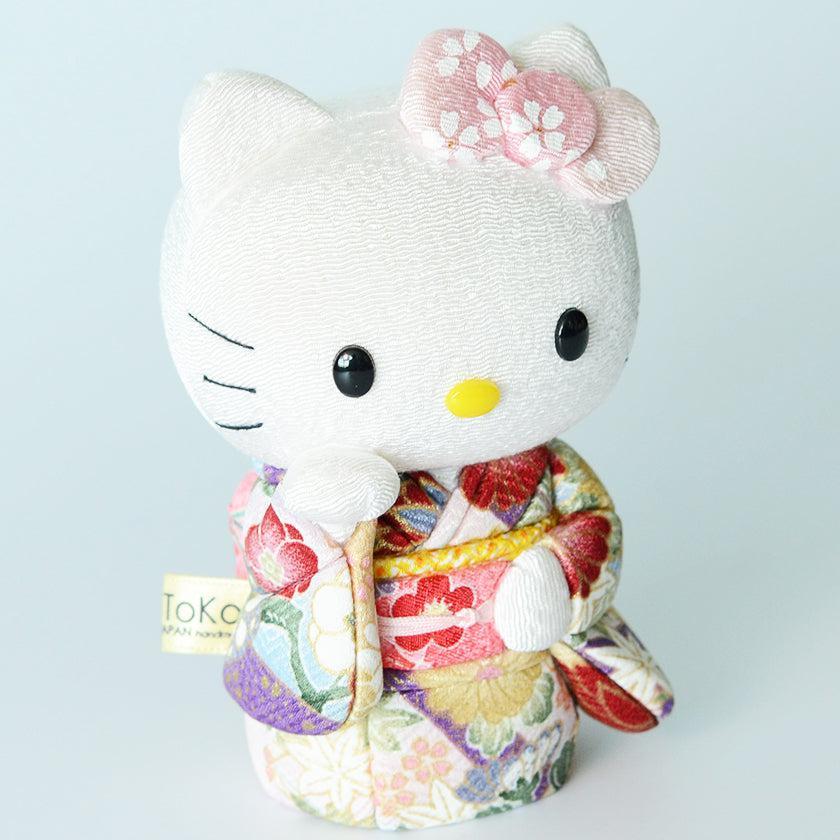 【招き猫】招きハローキティ (桃) | 江戸木目込み | 柿沼人形