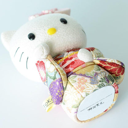 【招き猫】招きハローキティ (桃) | 江戸木目込み | 柿沼人形
