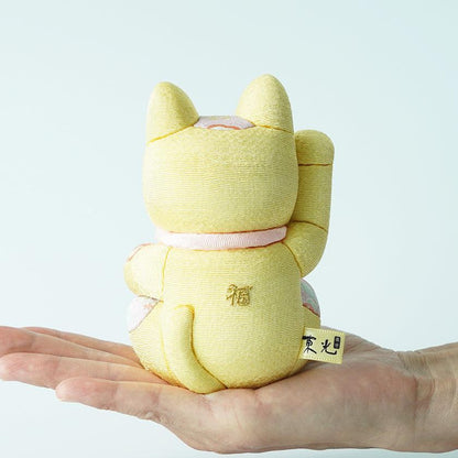 【招き猫 風水DX】黄 M 江戸木目込み 日本製 柿沼人形 開運