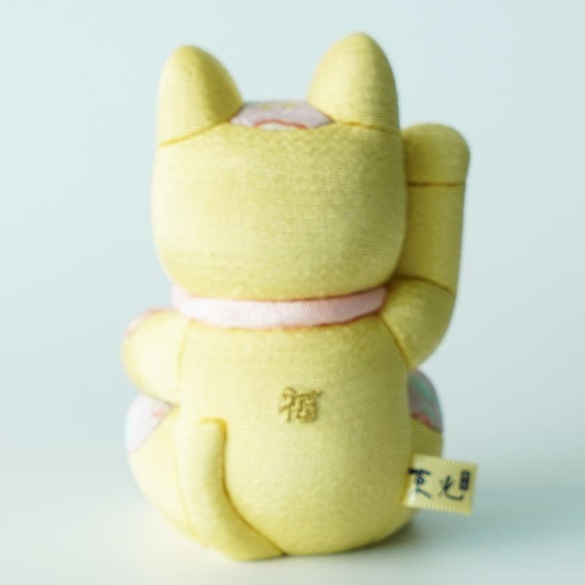【招き猫 風水DX】黄 M 江戸木目込み 日本製 柿沼人形 開運