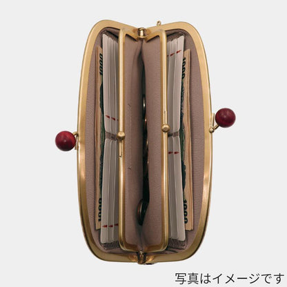 【長財布】西陣織シルク がま口 京組紐ストラップ付 ギンガムチェック (パープル系) | 西陣織 | Atelier Kyoto Nishijin
