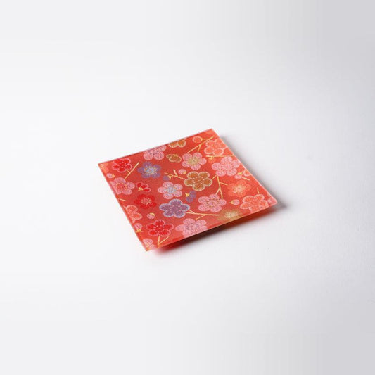 梅花圖案 方形設計 西陣織風格 方盤