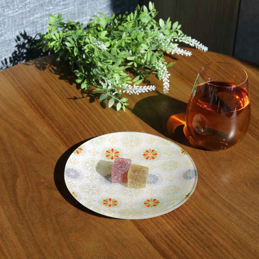 菊紋 西陣織 圓形盤 江村商店款