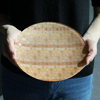 圓形花月圖案西陣織風盤 江村商店