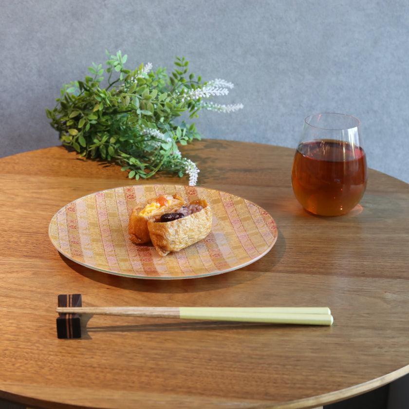 圓形花月圖案西陣織風盤 江村商店
