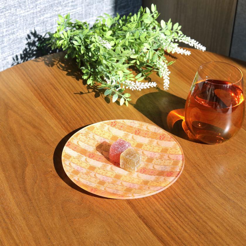 圓形花月圖案西陣織風盤 江村商店