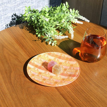 圓形花月圖案西陣織風盤 江村商店