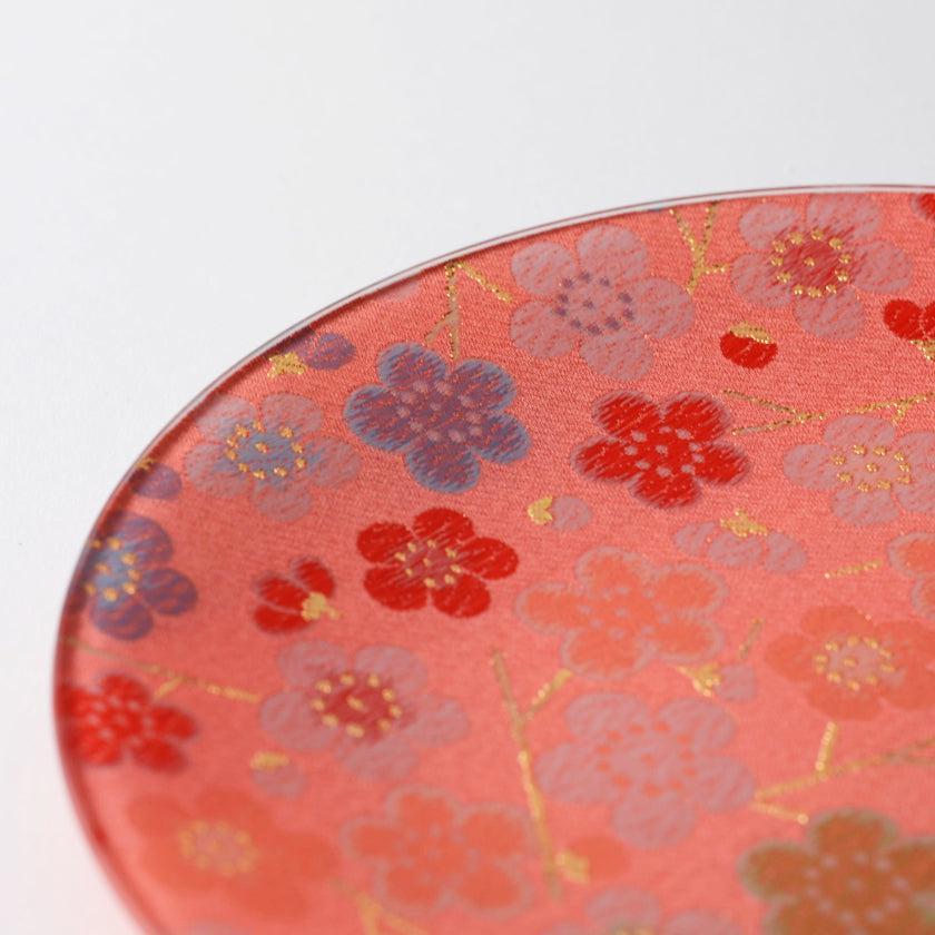 【皿2枚セット】丸皿 22cm 梅 & 菊 | 西陣織 | 江村商店