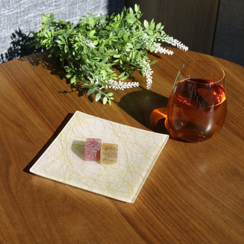 【皿4枚セット】角皿 100金 & 銀 | 西陣織 | 江村商店