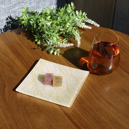 【皿4枚セット】角皿 100金 & 銀 | 西陣織 | 江村商店