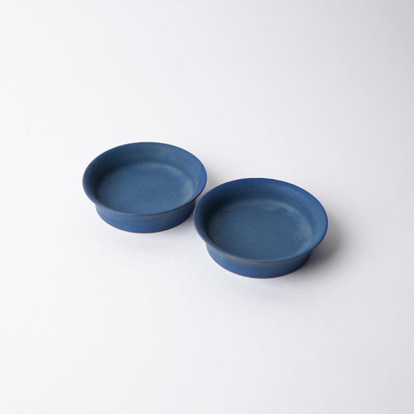 【豆皿2枚セット】Mat リムプレート 丸 (SS) 青 | 京焼・清水焼 | fuuu