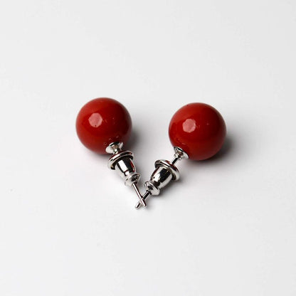 【ピアス】1玉 (南天・赤) | うるし珠 | 升井彩 本乾漆
