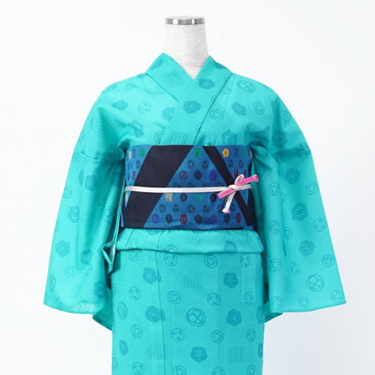 【細帯 西陣織】DIFFUSION ブルー 初音工房 日本製 伝統工芸 浴衣・着物用 受注生産