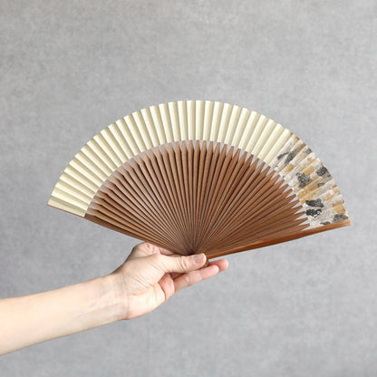 【扇子】箔彩 ベージュ 短地 6.5寸 | 京扇子 | 米原康人