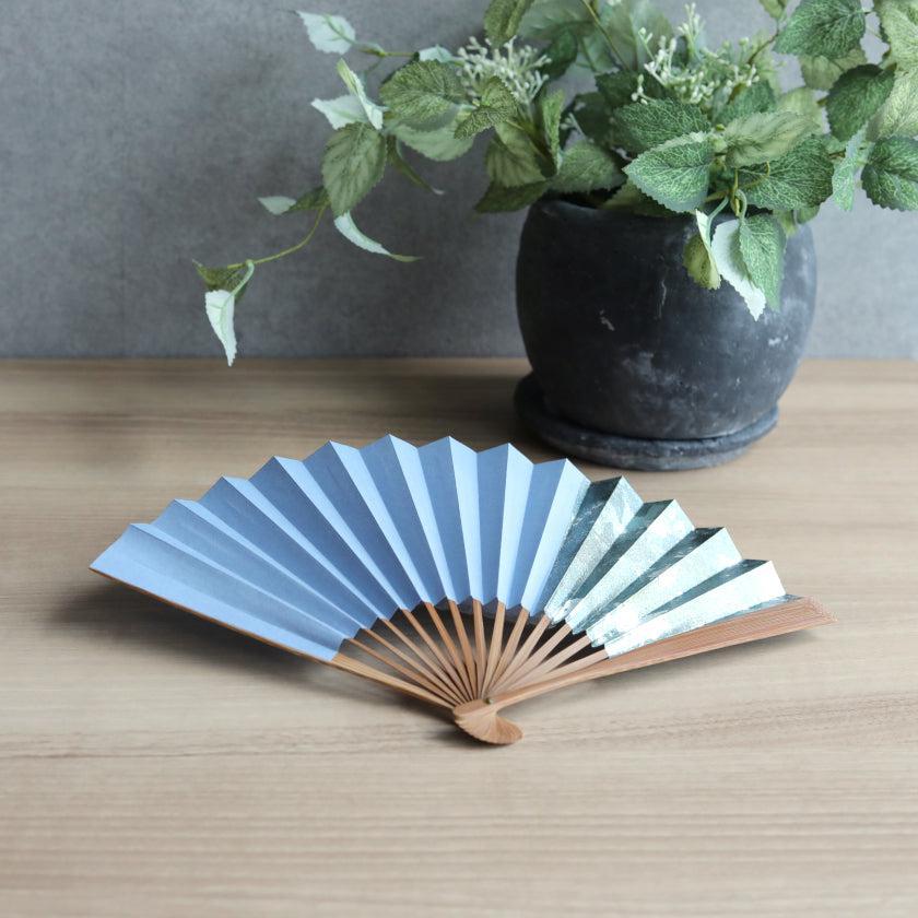 【扇子】箔彩 ブルー  6.5寸 | 京扇子 | 米原康人