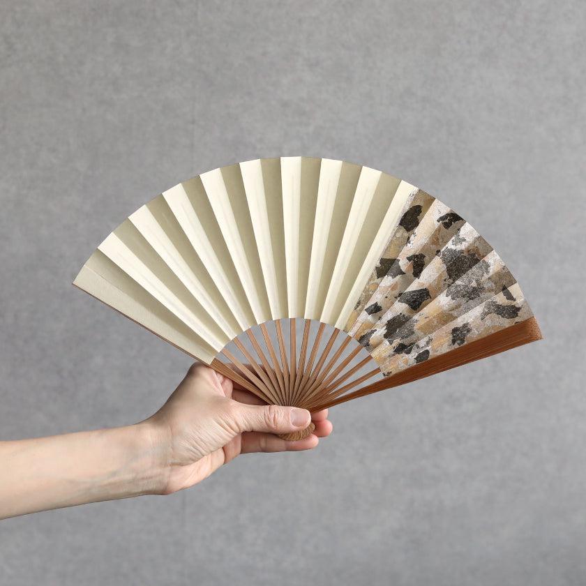 【扇子】箔彩 ベージュ  6.5寸 | 京扇子 | 米原康人