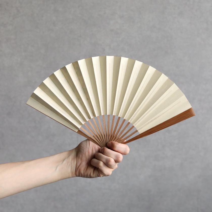 【扇子】箔彩 ベージュ  6.5寸 | 京扇子 | 米原康人