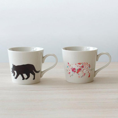 【マグカップ】温感 くわえる猫 (ニューボン) | 美濃焼 | 丸モ高木陶器