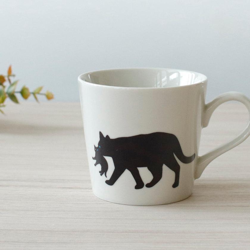 【マグカップ】温感 くわえる猫 (ニューボン) | 美濃焼 | 丸モ高木陶器