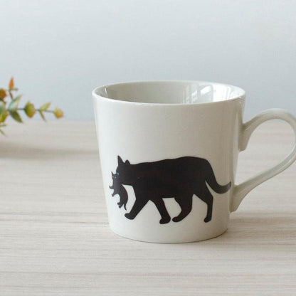 【マグカップ】温感 くわえる猫 (ニューボン) | 美濃焼 | 丸モ高木陶器